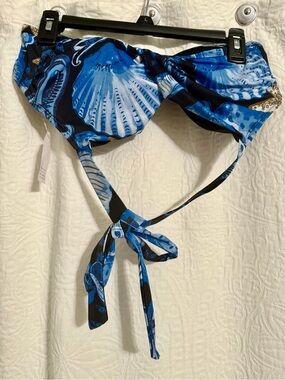 Blue Seashell Print Bikini Top-WHITE HOUSE BLACK MARKET -NWT